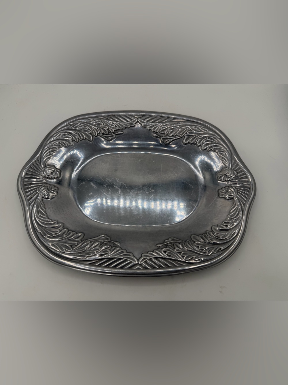 Vtg Wilton Armetale Silver Acanthus 11x8”Rectangular Tray
